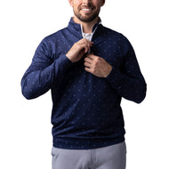 glenmuir wick Quarter Zip Lightweight Performance Golf Midlayer- 해군/ 흰색 솔트 티어 깃발