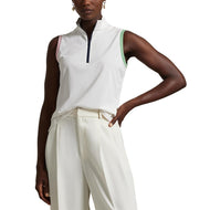 RLX RALPH LAUREN 여자 투어 피크 슬리빙 모의 목록 1/4 ZIP 골프 탑 - 화이트/가든 핑크/피스타치오