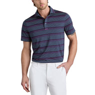 G/Fore Multi Stripe Tech Pique Performance Golf Polo Shirt -Twilight/Lava