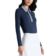 G/Fore Women 's Silky Tech 1/4 Zip Long Sleeve Golf Polo Shirt -Twilight