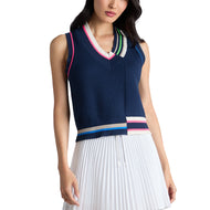 G/Fore Women 's Engineered Stripe Sweater Golf Vest- 황혼