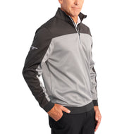 Glenmuir Douglas Quarter Zip Color Block Performance Golf Midlayer- Light Grey Marl/ Charcoal