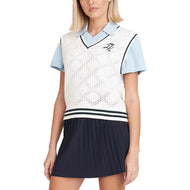 Huffer 여성용 다이아몬드 니트 골프 조끼 - 초크