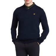 Lyle & Scott Golf Merino Blend V Neck Pullover -Navy