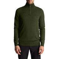 Lyle & Scott Tonal Eagle Merino Blend 1/4 Zip Knit -Cactus Green