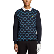 Lyle & Scott Golf Crew Neck Cotton Argyle Jumper -Dark Navy