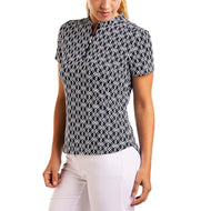 Nivo 여성용 린다 모크 넥 골프 셔츠 - 네이비/화이트