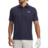 Under Armour 플레이오프 3 프린트 골프 폴로 셔츠 - 네이비/화이트