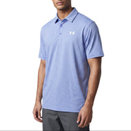 Under Armour 季后赛条纹高尔夫 Polo 衫 - 蓝色/白色