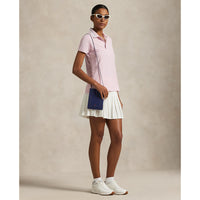 RLX RALPH LAUREN 여자 투어 피크 폴로 셔츠 - 가든 핑크/화이트/옅은 파란색