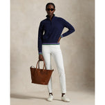 RLX RALPH LAUREN 여성 CoolMax Wool 1/4 Zip 풀오버 - 정제 된 해군