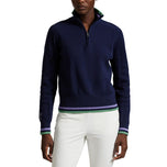 RLX RALPH LAUREN 여성 CoolMax Wool 1/4 Zip 풀오버 - 정제 된 해군