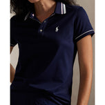 RLX RALPH LAUREN 여자 투어 피크 폴로 셔츠 - 네이비/흰색/가든 핑크