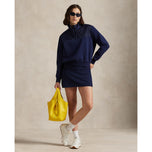 RLX RALPH LAUREN 여성 퀼트 양털 반 지퍼 - 정제 된 해군