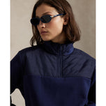 RLX RALPH LAUREN 여성 퀼트 양털 반 지퍼 - 정제 된 해군