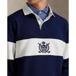 RLX Ralph Lauren Classic Fit Double -Knit Crest 풀오버 - 정제 된 해군/세라믹 화이트