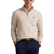RLX RALPH LAUREN COTTON BLEND 1/4 ZIP 골프 풀오버 -Ecru Tan Heather