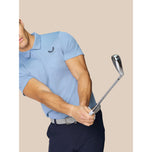 Castore Pinnacle 엔지니어링 니트 폴로 골프 셔츠 - Sky Blue/Midnight Navy