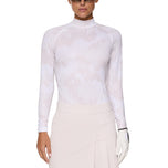 J.Lindeberg妇女Ella印刷压缩高尔夫衬衫 - 经纱灰丁香