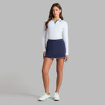 G/Fore Women's Contrast Johnny Collar Rib Long Sleeve Golf Polo Shirt - Snow/Clover