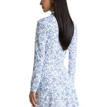 G/Fore 여성용 Scatter Ditzy 프린트 긴 소매 골프 폴로 셔츠 - 스노우/트와일라잇