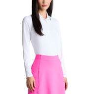G/Fore Women's Silky Tech Nylon Long Sleeve Golf Polo Shirt - Snow