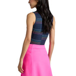 G/Fore Women 's Split Stripe Tech Pique Sleeveless Golf Polo Shirt -Twilight
