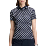J.Lindeberg 女式 Tour Tech 印花高尔夫 Polo 衫 - 卡迪提花 JL 海军蓝