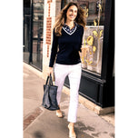 Golftini 여성용 스트레치 발목 골프 바지 - 화이트/네이비