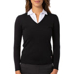 Golftini Women's Stretch V-Neck Golf Sweater - Black