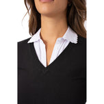Golftini Women's Stretch V-Neck Golf Sweater - Black