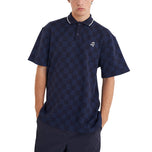 Huffer Check Par Golf Polo Shirt -Navy