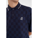 Huffer Check Par Golf Polo Shirt -Navy