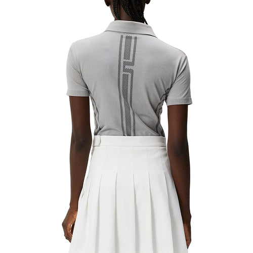 J.Lindeberg Women's Azalea Seamless Golf Polo Shirt - Light Grey Melange