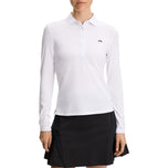 J.Lindeberg 女式 Flor 长袖高尔夫 Polo 衫 - 白色