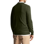 Lyle & Scott Tonal Eagle Merino Blend V Neck Knit- 선인장 녹색