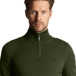 Lyle & Scott Tonal Eagle Merino Blend 1/4 Zip Knit -Cactus Green