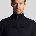 Lyle & Scott Tonal Eagle Merino Blend 1/4 Zip Knit -Dark Navy