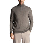 Lyle & Scott Embroidered Merino Blend 1/4 Zip Knit - Mid Grey Marl