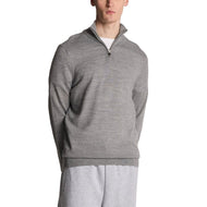 Lyle & Scott 刺绣美利奴羊毛混纺 1/4 拉链针织衫 - 中灰色泥灰岩