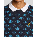 Lyle＆Scott高尔夫船长脖子棉花Argyle Jumper-黑暗海军
