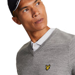 Lyle & Scott Merino Blend V-Neck Knit - Mid Grey Marl