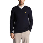 Lyle & Scott Golf Merino Blend V Neck Pullover -Dark Navy