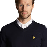 Lyle & Scott Golf Merino Blend V Neck Pullover -Dark Navy