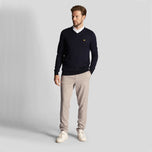 Lyle & Scott Golf Merino Blend V Neck Pullover -Dark Navy