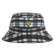 Lyle & Scott 格子呢桶形高尔夫球帽 - 深黑色/白色