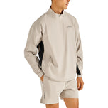Malbon Performance Quarter Zip Golf Shell Pullover - Tan