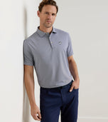 Peter Millar 솔리드 퍼포먼스 긴 소매 저지 골프 폴로 셔츠 - 네이비