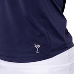 Golftini 여자의 말 예 yes 민소매 골프 폴로 셔츠 - 네이비/화이트