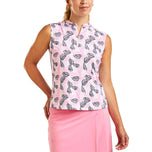 Nivo Women's Linnea Sleeveless Mock Neck Golf Shirt - Rose/Navy